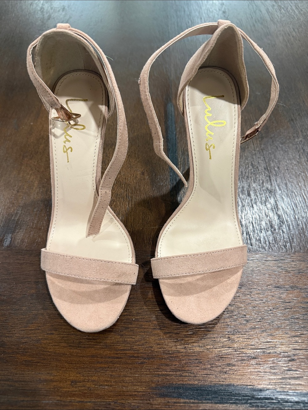 Lulu's Blush/tan/nude Suede Ankle-Strap Heels. Size 8